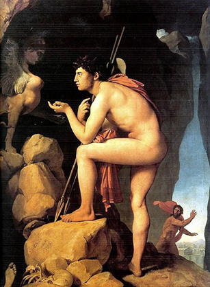 Oedipe;Sphinx+Ingres+Inconnu Muse Lieu+1808+b+