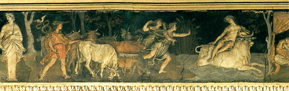 Mercure;Apollon troupeau;Europe enlvement+Peruzzi+Farnsina Parspectives+1510+