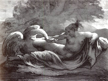 Lda Zeus cygne - dessin Gricault - Louvre XIX